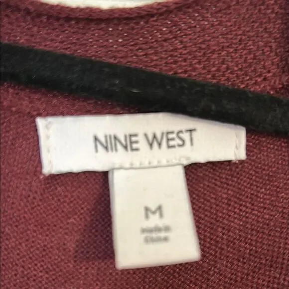 NINE WEST Size Medium Wine Burgundy Maroon Duster Cardigan Sweater Lightweight - Picture 5 of 9